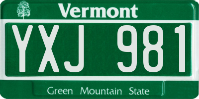 VT license plate YXJ981
