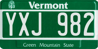 VT license plate YXJ982