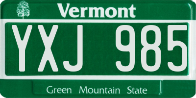 VT license plate YXJ985