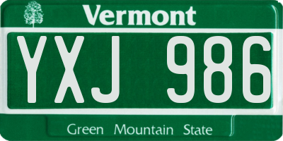 VT license plate YXJ986