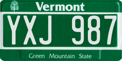 VT license plate YXJ987