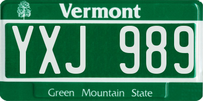 VT license plate YXJ989