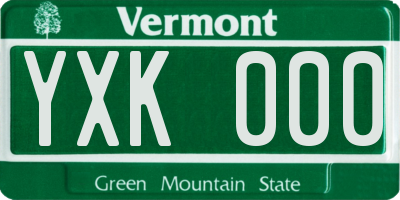 VT license plate YXK000