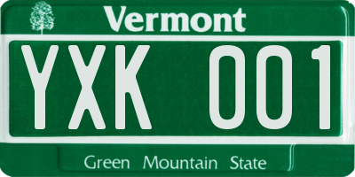 VT license plate YXK001