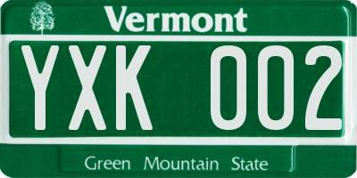 VT license plate YXK002