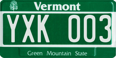 VT license plate YXK003