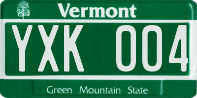 VT license plate YXK004