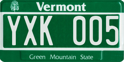VT license plate YXK005