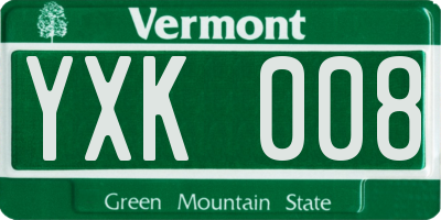 VT license plate YXK008