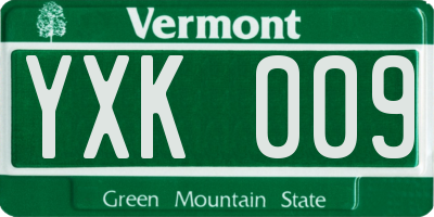VT license plate YXK009