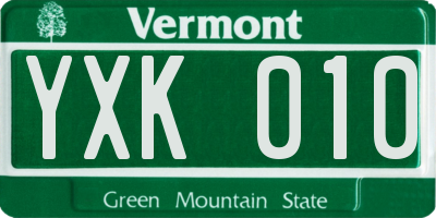 VT license plate YXK010