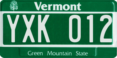 VT license plate YXK012