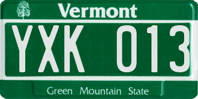VT license plate YXK013