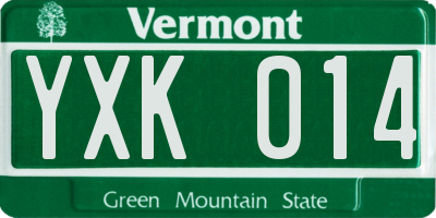 VT license plate YXK014