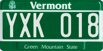 VT license plate YXK018