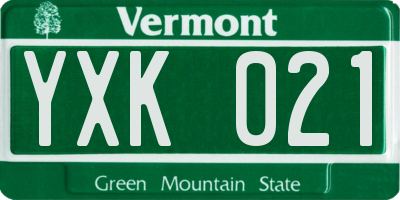 VT license plate YXK021