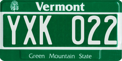 VT license plate YXK022