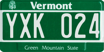 VT license plate YXK024