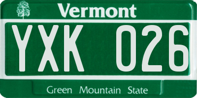 VT license plate YXK026