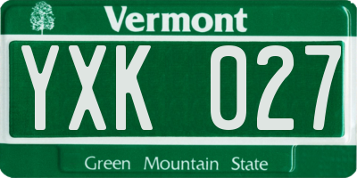 VT license plate YXK027