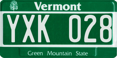 VT license plate YXK028