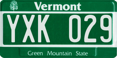 VT license plate YXK029