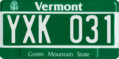 VT license plate YXK031