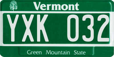 VT license plate YXK032