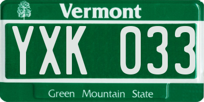 VT license plate YXK033