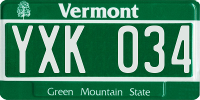 VT license plate YXK034
