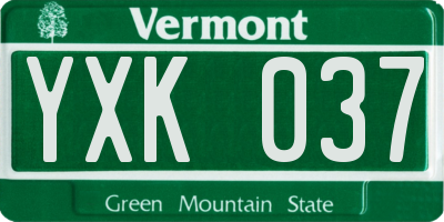 VT license plate YXK037