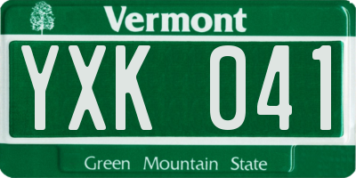 VT license plate YXK041