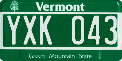 VT license plate YXK043