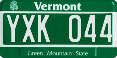 VT license plate YXK044