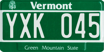 VT license plate YXK045