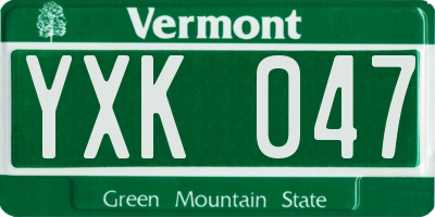VT license plate YXK047