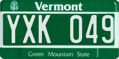 VT license plate YXK049