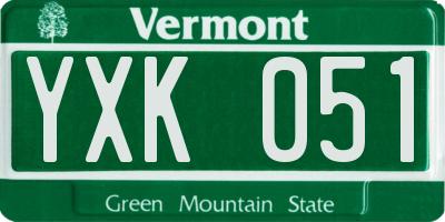 VT license plate YXK051