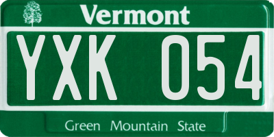 VT license plate YXK054