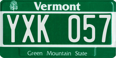 VT license plate YXK057