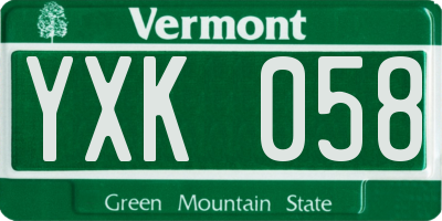 VT license plate YXK058