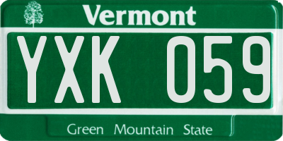 VT license plate YXK059
