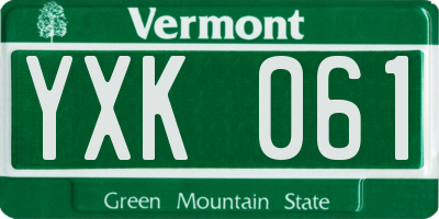 VT license plate YXK061