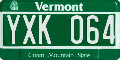 VT license plate YXK064