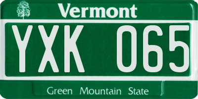 VT license plate YXK065