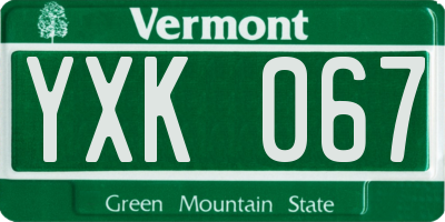 VT license plate YXK067