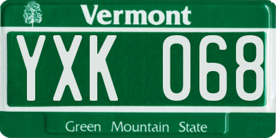 VT license plate YXK068