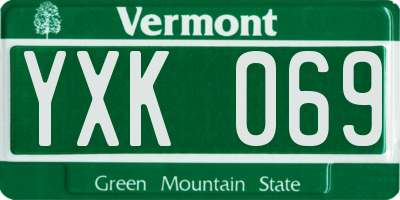 VT license plate YXK069