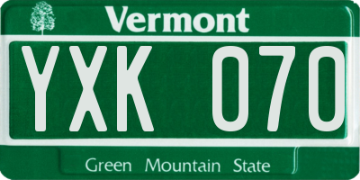 VT license plate YXK070