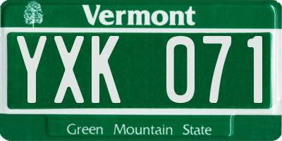 VT license plate YXK071